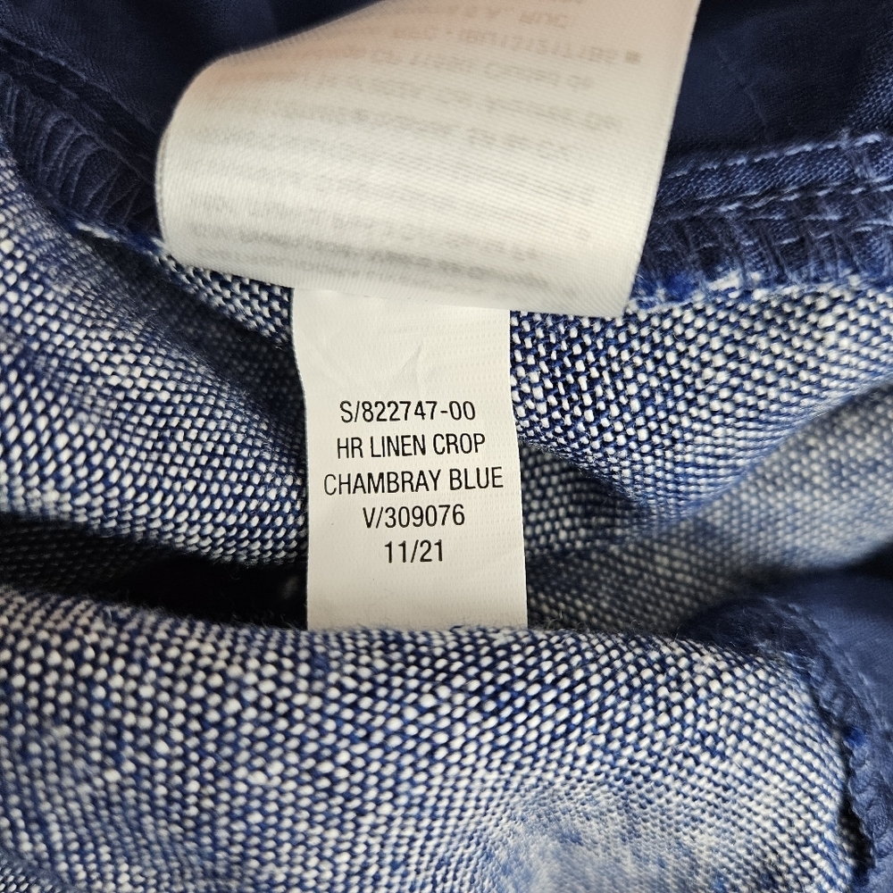 Old Navy Pants Linen Chambray Blue High Rise Pull On Stretch Waist Large Tall - Picture 7 of 7